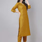 Janasya Regular Chinnon Mustard Ethnic Motifs V-Neck Kurta,Bottom & Dupatta | Swadesiicart