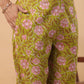 Janasya Lime Green Cambric Floral Kurta & Bottom | Swadesiicart