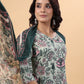 Janasya Regular Cambric Mint Floral V-Neck Kurta,Bottom & Dupatta | Swadesiicart