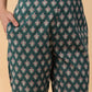 Janasya Regular Cambric Mint Floral V-Neck Kurta,Bottom & Dupatta | Swadesiicart