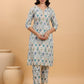 Janasya Light Cotton Ikkat Straight Kurta Set | Swadesiicart