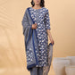 Janasya Blue Cambric Floral Set | Swadesiicart