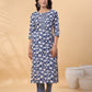 Janasya Blue Cambric Floral Set | Swadesiicart