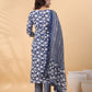 Janasya Blue Cambric Floral Set | Swadesiicart