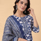 Janasya Blue Cambric Floral Set | Swadesiicart