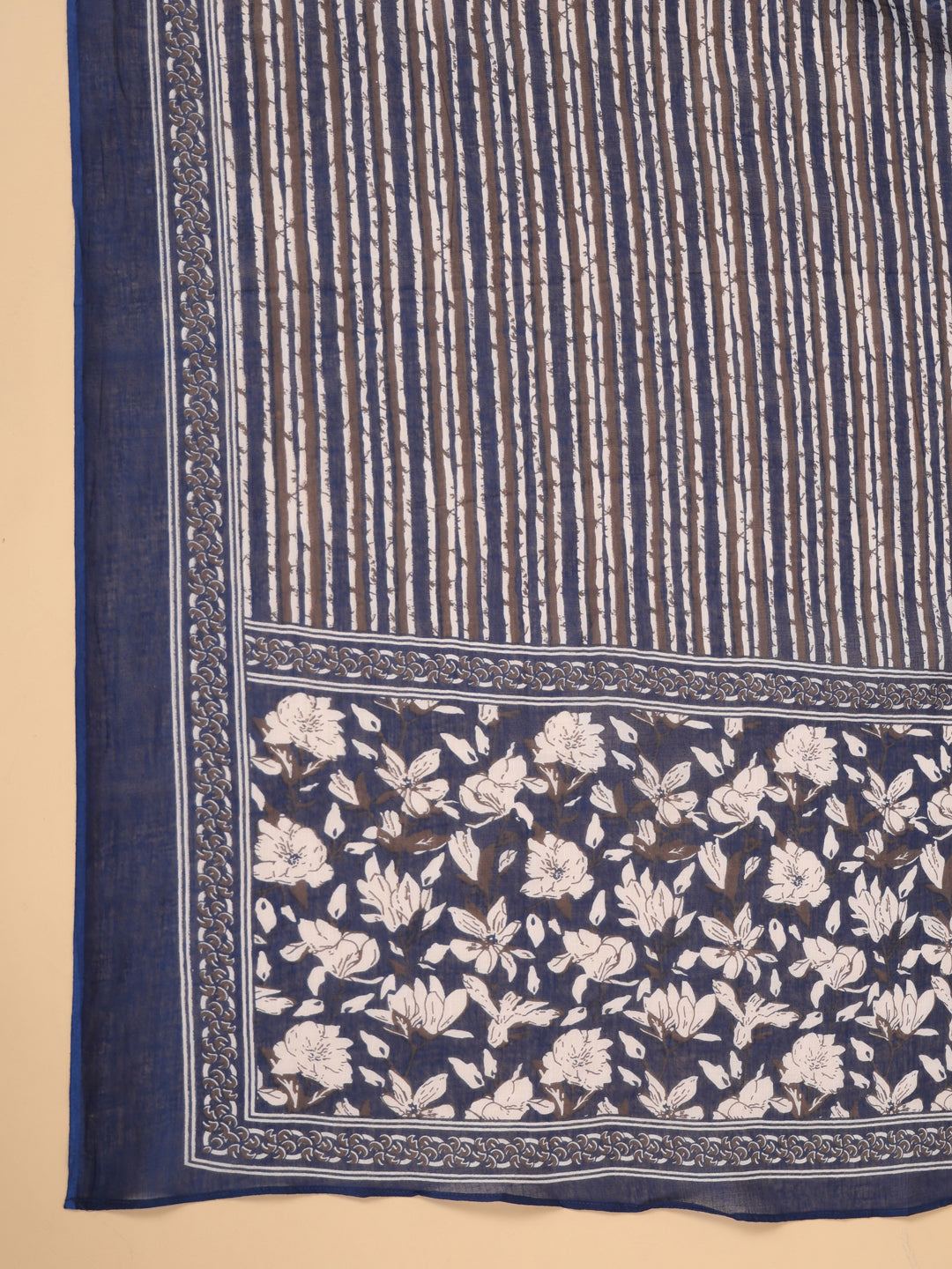 Janasya Blue Cambric Floral Set | Swadesiicart