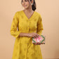 Janasya Mustard Cotton Schiffli A-Line Tunic | Swadesiicart