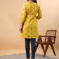 Janasya Mustard Cotton Schiffli A-Line Tunic | Swadesiicart