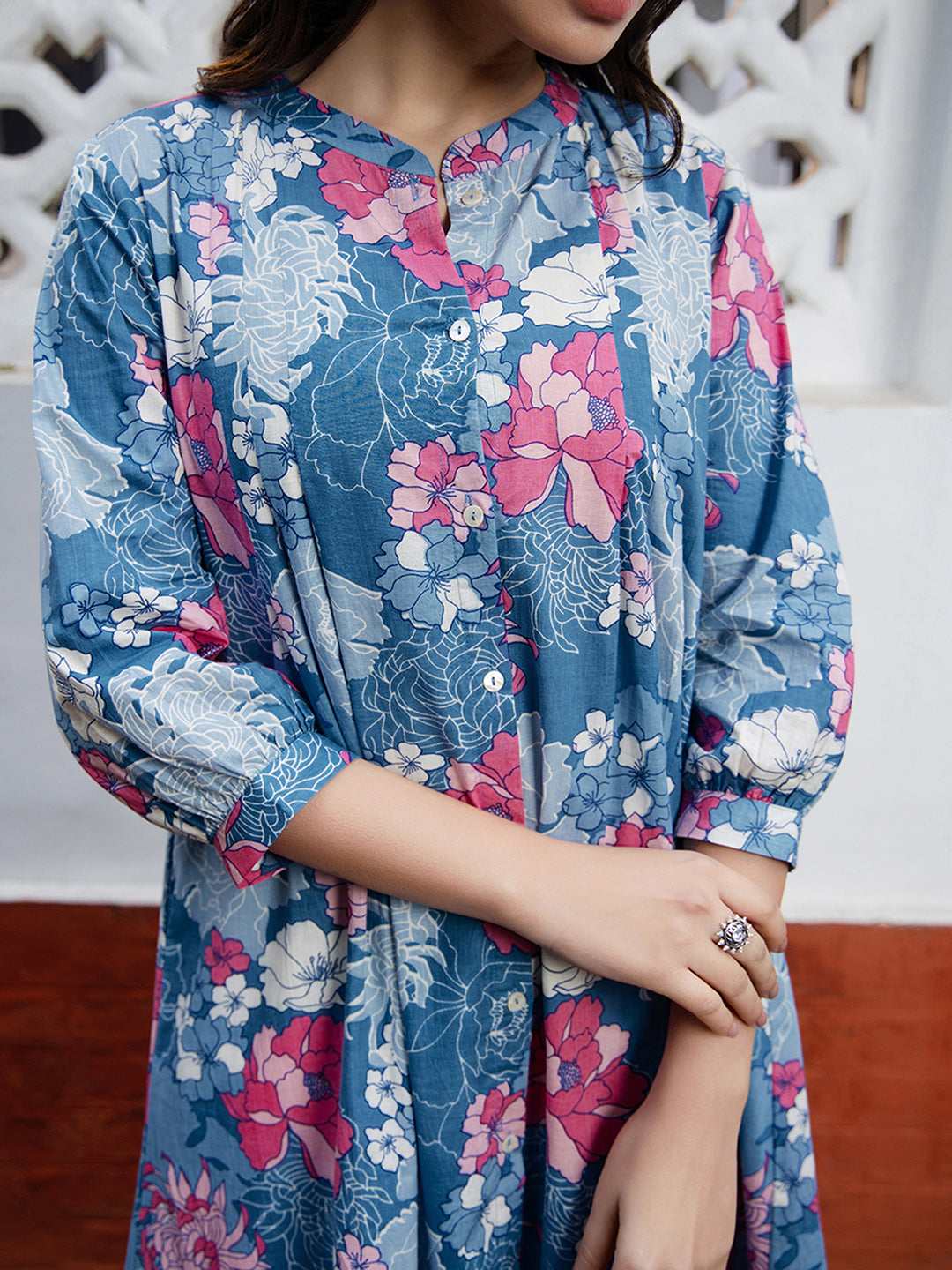 Janasya From Style Master Cotton Floral A-Line Tunic | Swadesiicart