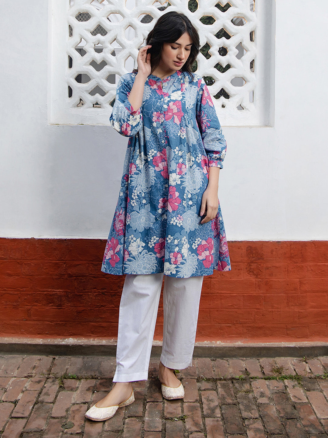 Janasya From Style Master Cotton Floral A-Line Tunic | Swadesiicart