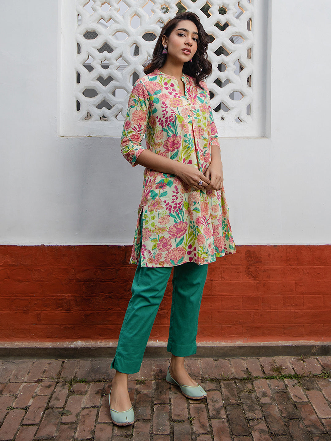 Janasya From Style Master Cotton Floral A-Line Tunic | Swadesiicart