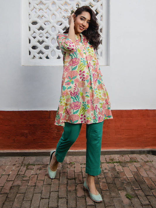 Janasya From Style Master Cotton Floral A-Line Tunic | Swadesiicart
