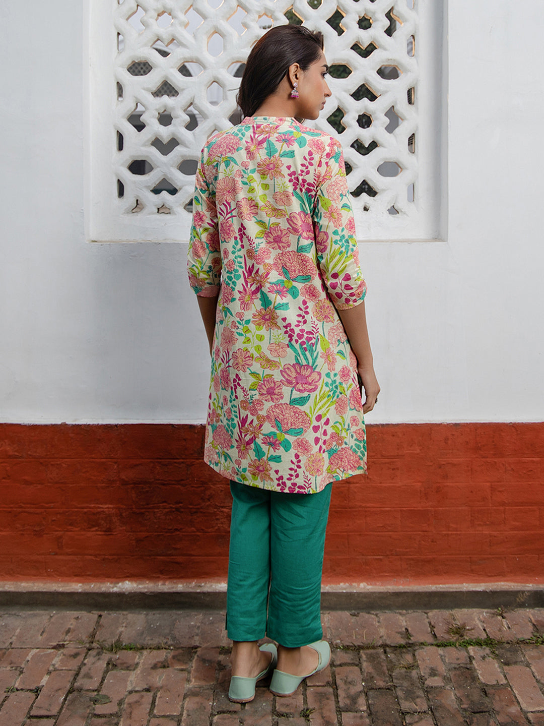 Janasya From Style Master Cotton Floral A-Line Tunic | Swadesiicart