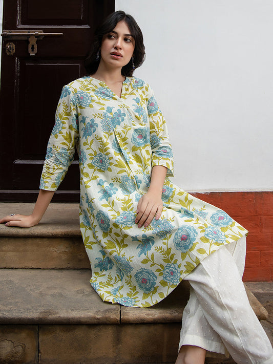 Janasya From Style Master Cotton Floral Regular Tunic | Swadesiicart