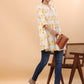 Janasya Pleated Cambric White Ikkat Notch Neck Tunic | Swadesiicart