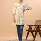 Janasya White Cambric Ikkat Tunic | Swadesiicart