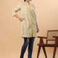 Janasya Beige Cambric Floral Tunic | Swadesiicart