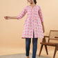 Janasya Pink Cambric Geometric Tunic | Swadesiicart