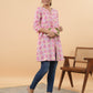 Janasya Pink Cambric Geometric Tunic | Swadesiicart