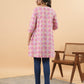 Janasya Pink Cambric Geometric Tunic | Swadesiicart