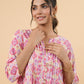 Janasya Pink Cambric Geometric Tunic | Swadesiicart