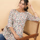 Janasya Off White Cambric Gemometric Tunic | Swadesiicart
