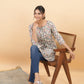Janasya Off White Cambric Gemometric Tunic | Swadesiicart