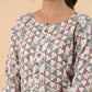 Janasya Regular Cambric Off White Gemometric Round Neck Tunic | Swadesiicart