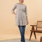 Janasya Off White Cambric Gemometric Tunic | Swadesiicart