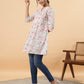 Janasya Light Floral A-Line Tunic | Swadesiicart