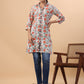 Janasya Regular Cambric Cream Floral Collar Tunic | Swadesiicart