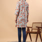 Janasya Regular Cambric Cream Floral Collar Tunic | Swadesiicart