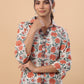 Janasya Cream Cambric Floral Tunic | Swadesiicart
