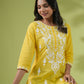 Janasya Straight Cotton Cambric Yellow Ethnic Motifs Round Neck Tunic | Swadesiicart