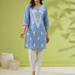 Janasya Blue Cambric Embroidered Tunic | Swadesiicart
