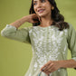 Janasya Regular Cambric Sage Embroidered Round Neck Tunic | Swadesiicart