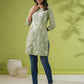 Janasya Sage Cambric Embroidered Tunic | Swadesiicart