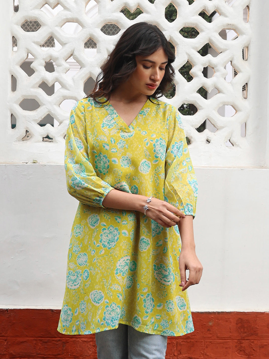 Janasya From Style Master Georgette Floral Regular Tunic | Swadesiicart