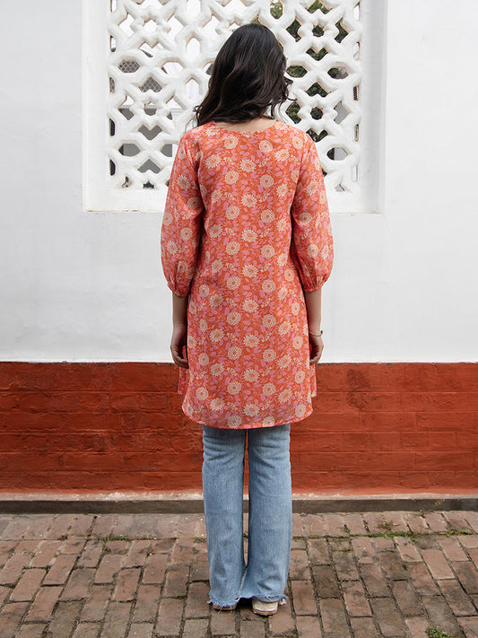 Janasya From Style Master Georgette Floral Regular Tunic | Swadesiicart