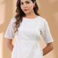 Janasya Light Dobby Cotton Self Design A-Line Kurta Set | Swadesiicart