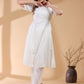 Janasya Light Dobby Cotton Self Design A-Line Kurta Set | Swadesiicart