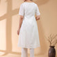 Janasya Light Dobby Cotton Self Design A-Line Kurta Set | Swadesiicart