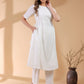 Janasya Light Dobby Cotton Self Design A-Line Kurta Set | Swadesiicart