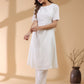 Janasya Light Dobby Cotton Self Design A-Line Kurta Set | Swadesiicart