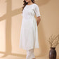 Janasya Light Dobby Cotton Self Design A-Line Kurta Set | Swadesiicart