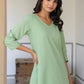 Janasya Light Dobby Cotton Self Design A-Line Top & Bottom Set | Swadesiicart