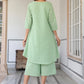 Janasya Light Dobby Cotton Self Design A-Line Top & Bottom Set | Swadesiicart