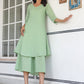 Janasya Light Dobby Cotton Self Design A-Line Top & Bottom Set | Swadesiicart
