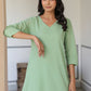 Janasya Light Dobby Cotton Self Design A-Line Top & Bottom Set | Swadesiicart