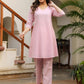 Janasya Light Dobby Cotton Self Design A-Line Top & Bottom Set | Swadesiicart